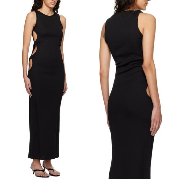 CHRISTOPHER ESBER NWT Size AU 10 US M Black Oblix Maxi Dress Cut Out Rib Knit - Picture 16 of 16